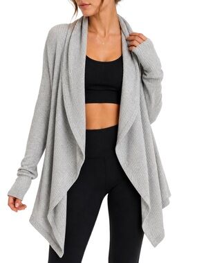 Pink Lotus Waterfall Cardigan Small Gray Yoga Wrap Athleisure Layer